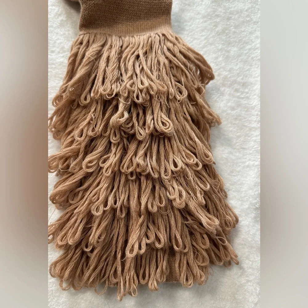 Jonathan Simkhai Loopy Yarn Cold Shoulder Pullover Tan  Turtleneck Sweater